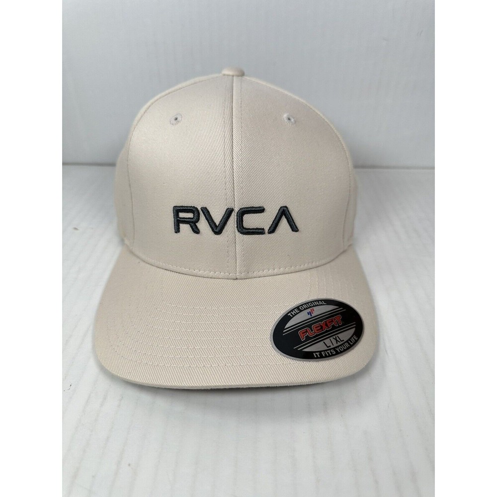 Officially Licensed RVCA Solid Logo Flex Hat Cream Size L/XL BRAND NEW